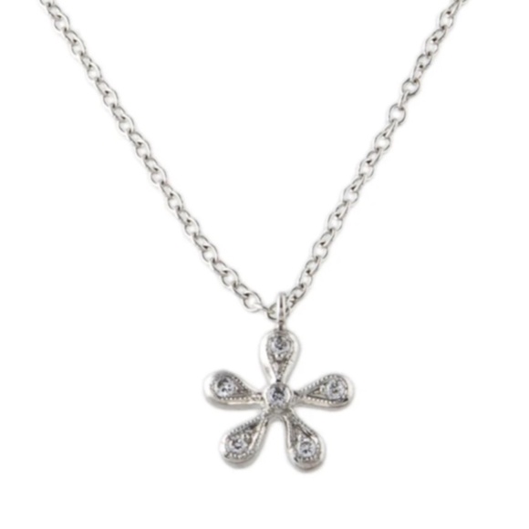 Designer CATHY WATERMAN Platinum Diamond DAISY Flower Pendant 16" Chain Necklace - Picture 16 of 16